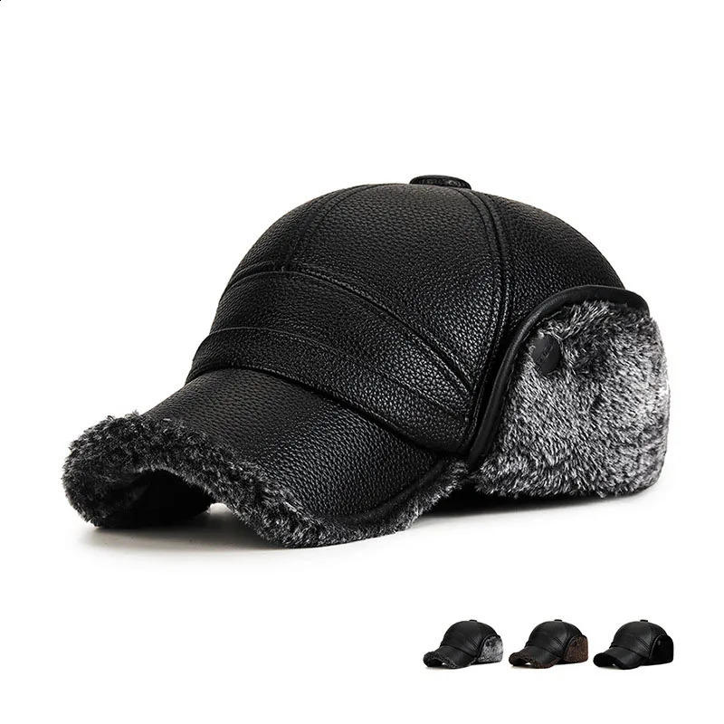 Middle-Aged And Elderly Fur Hats Men Warm Old Man Ear Protectors Lei Feng Hats And Velvet Baseball Caps 250808