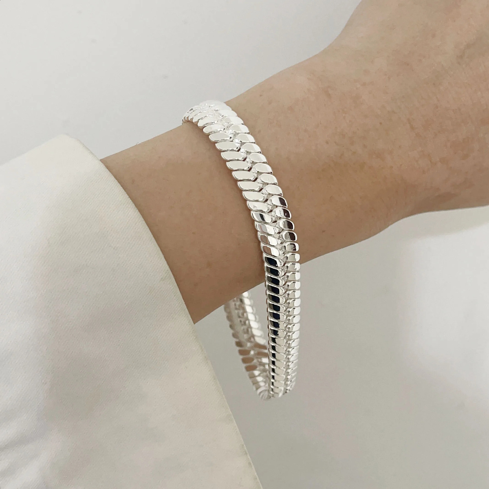 100% Solid 925 Sterling Silver Bracelet for Women Men Vintage Handmade Shinning Heart Bracelets Birthday Christmas Gift 250808