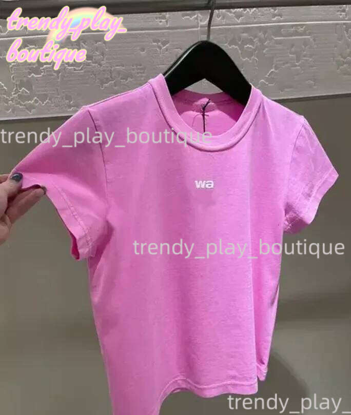 Solid Summer T Shirt For Women Letter Wangs Top T-Shirt Clothing Print O-Neck Short-Sleeve Femme Loose Casual Crop Top 100% Cotton Tee E20