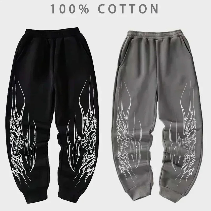 American Retro Hip-Hop Pop Loose Leggings Mens Y2K Harajuku Gothic Casual Joker Fitness Pants Jogging Pants Street Wear 250811