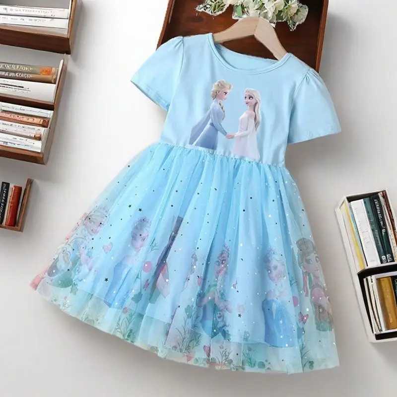 2025 Girls Dress Summer Kids Clothes Short Sleeve Children Frozen Elsa Princess Baby Girl Toddler Cute Birthday Party Dresses W250811