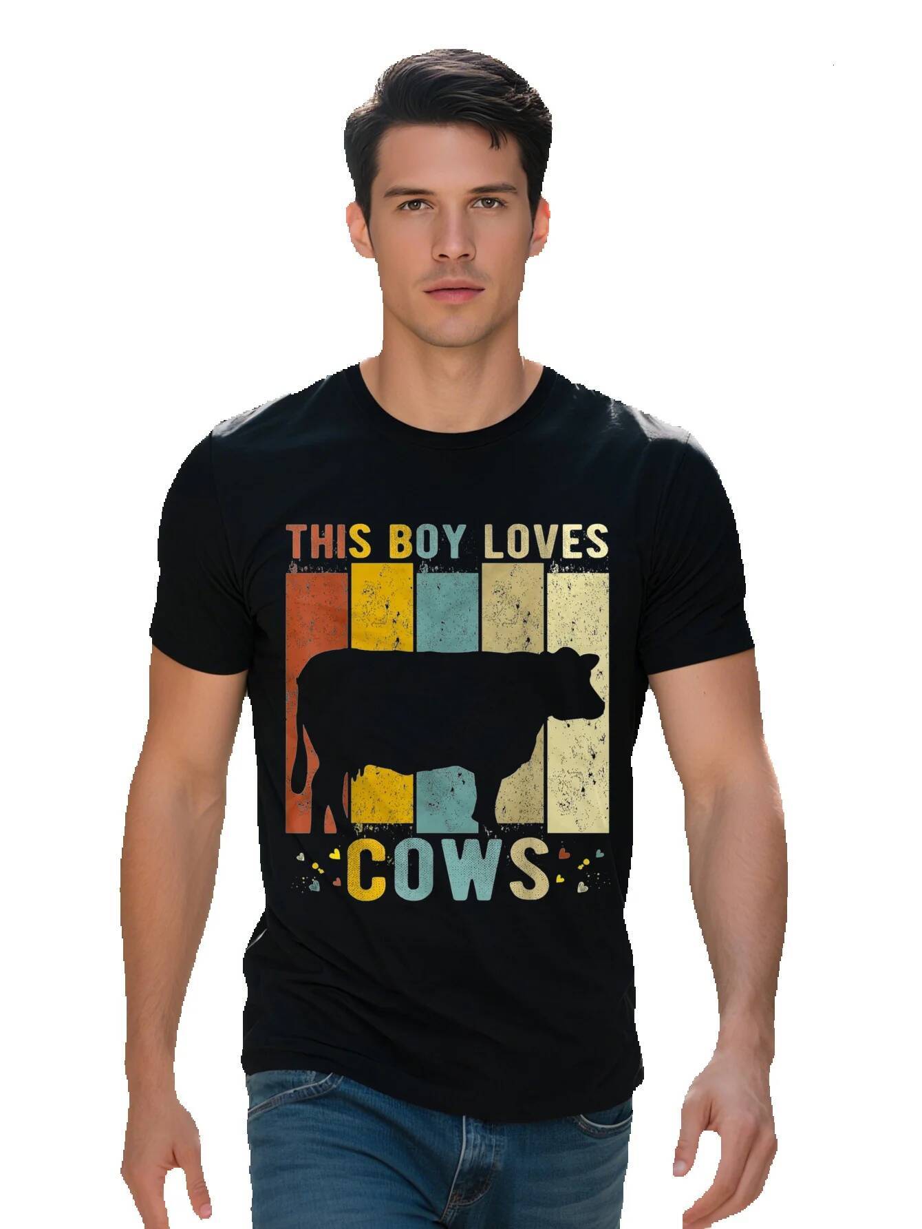 Men's T-shirt Cotton This Boy Loves Cows Boys Cow T Shirt e678f e2002