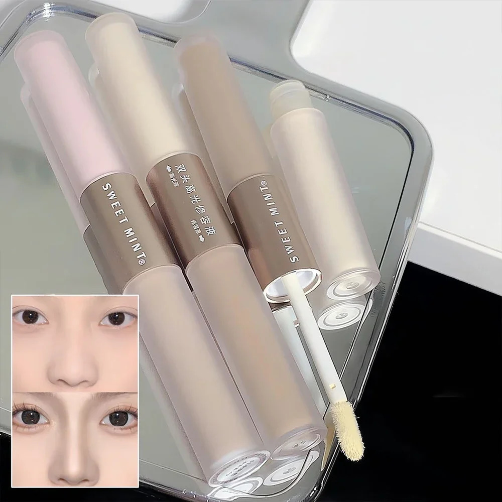Matte Con Bronzer Stick 2 in 1 Highlighter Grey Brown Nose Shadow Cream Double-ended Brighten Highlighter Makeup Cosmetic 250805