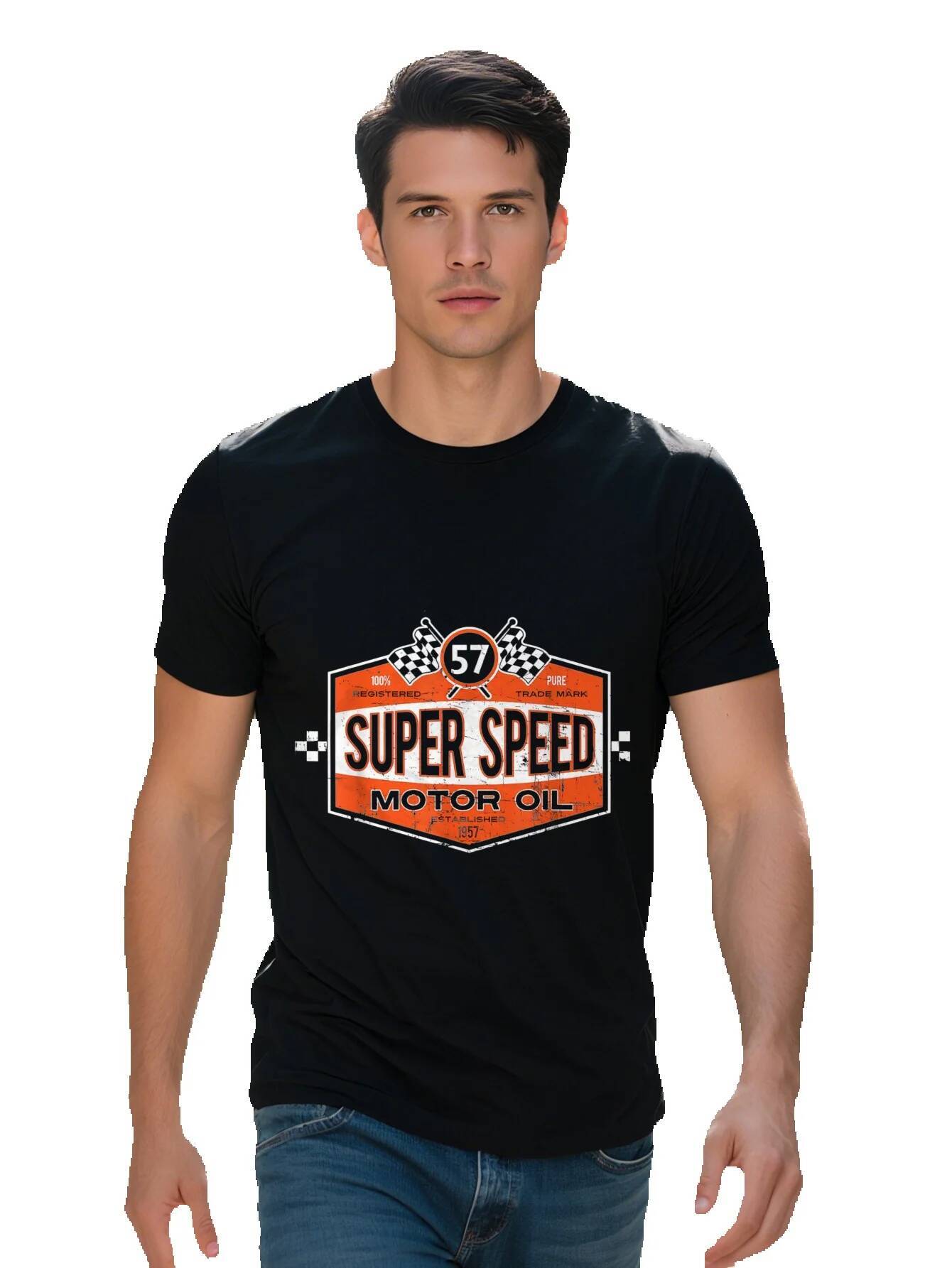 Super Speed Motor Oil Distressed Shirts Women Men Cotton T-shirt 455f8