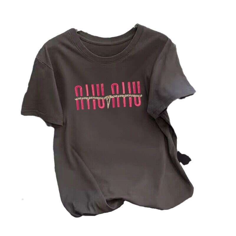 2024 Printed New 200G Drop Shoulder Combed Cotton Short Sleeve T-Shirt For Women Ins Fashion Versatile Stylish Age-Reducing Slimming