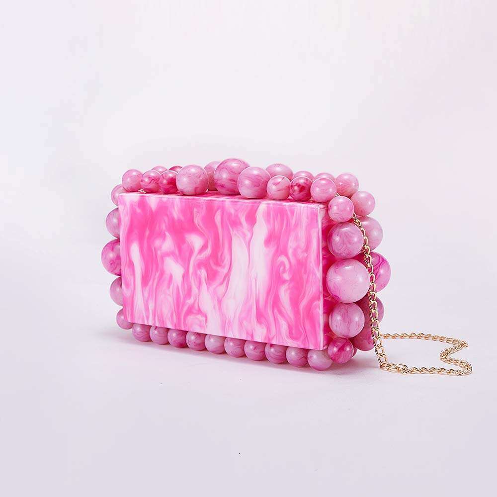 Women's New Beaded Acrylic Evening Bag Single Shoulder Crossbody Wedding Banquet Clutch