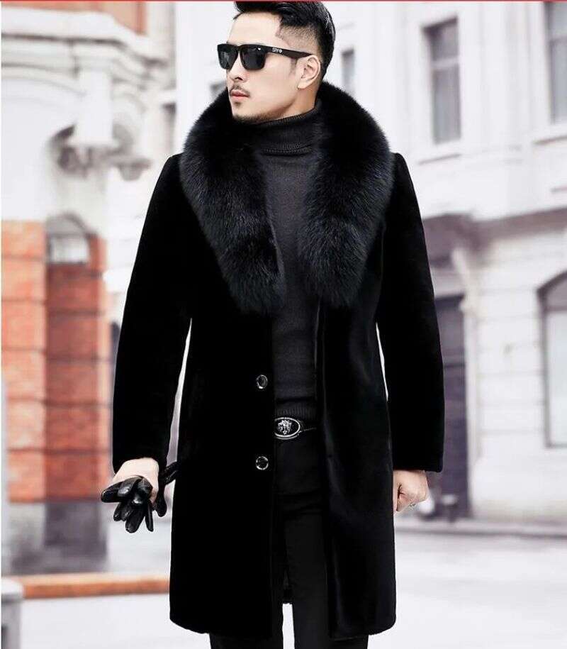 Clothing Mid-Length One Body Mink Fur And Fleece Thick Warm Men's Coat