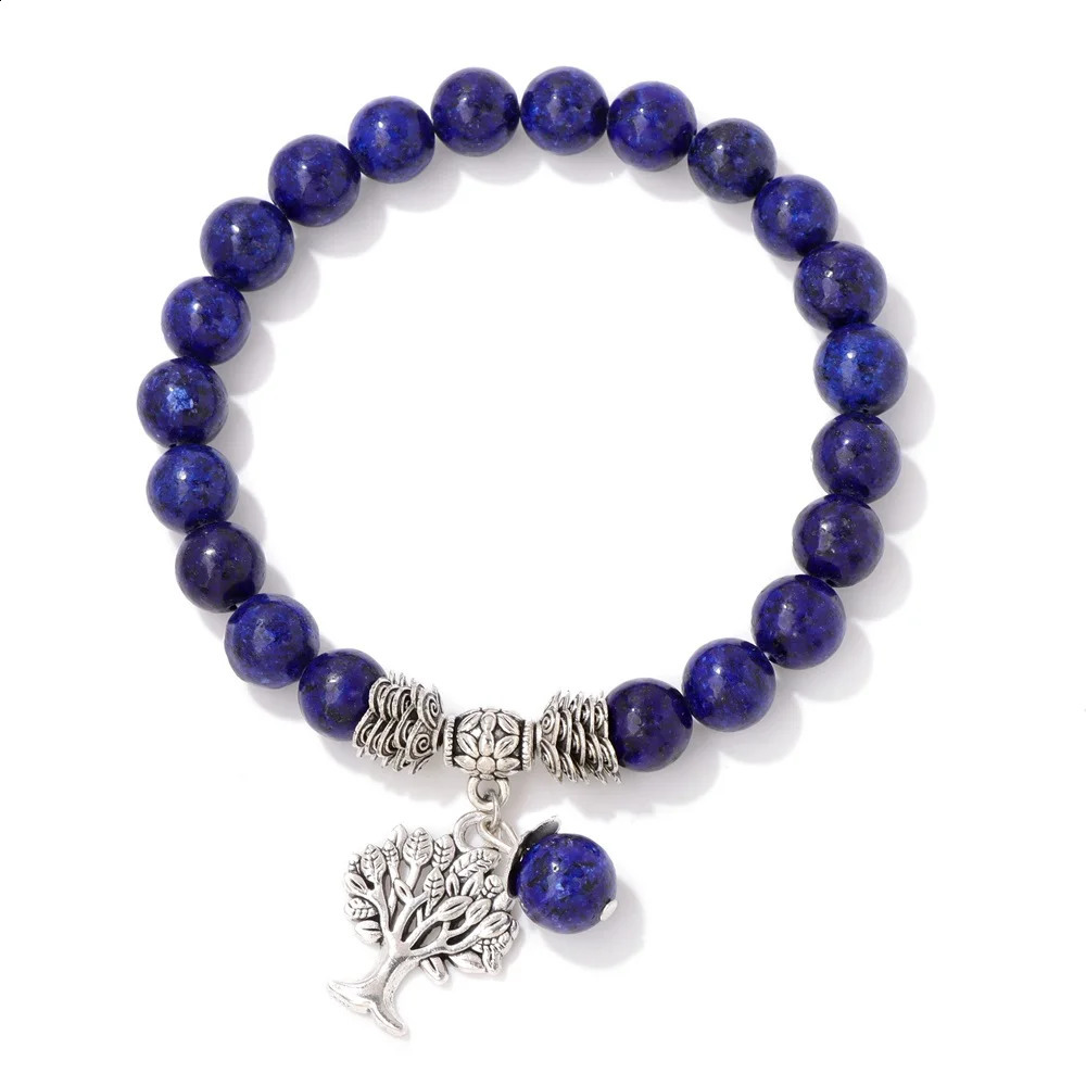 Tree Of Life Charm Bracelet Amethyst Lapis Lazuli Tiger Eye Natural Stone Beads Bangles Elastic Bracelets For Women Men Jewelry 250805