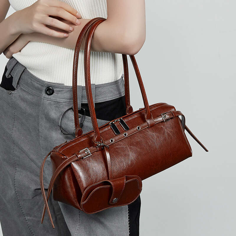 Leather Niche Bike Style Fashion Cool Belt Decorative Tote Bag New Shoulder Underarm Beach Bag Women's Bag