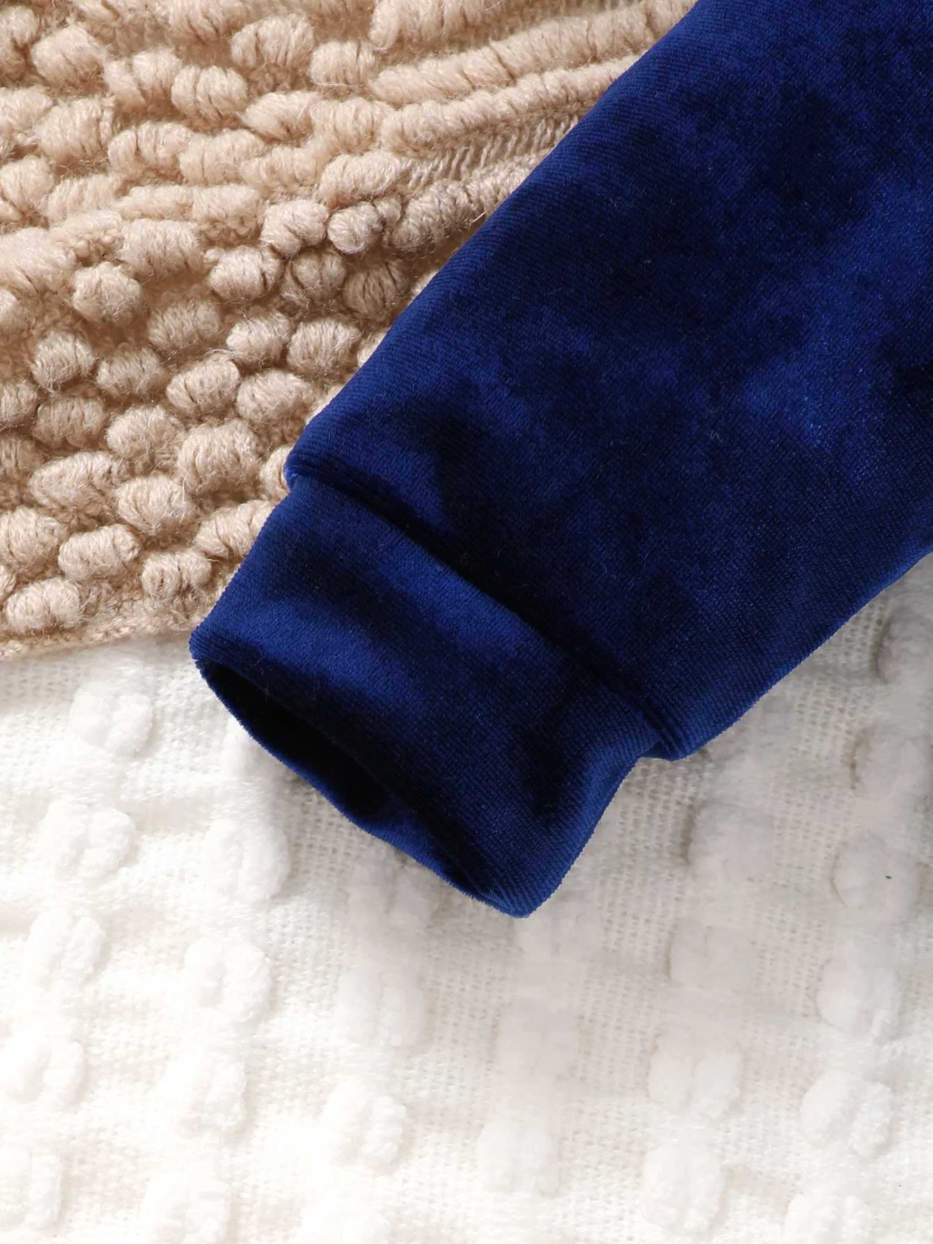 Boys Velvet Set Long Sleeve Hooded Ears Big Pocket Hoodie+Long Sleeve Casual Simple Versatile Velvet Two Piece Set Prince Z250811