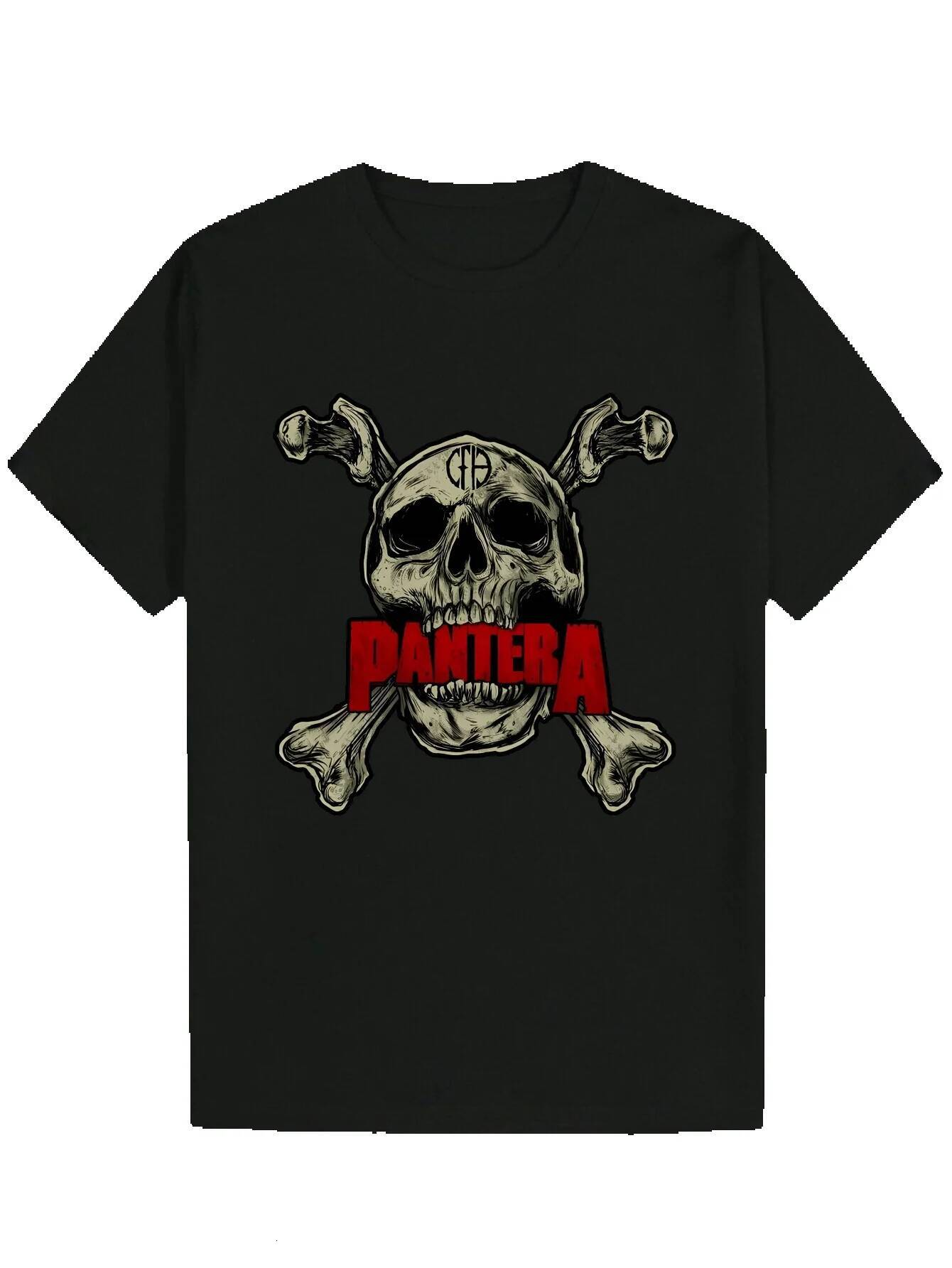 Men's Summer Casual Round Neck Polyester T-Shirt with Skull Regular Fit, Slightly Stretchy Fabric, Portrait Pattern, Suitable for Me