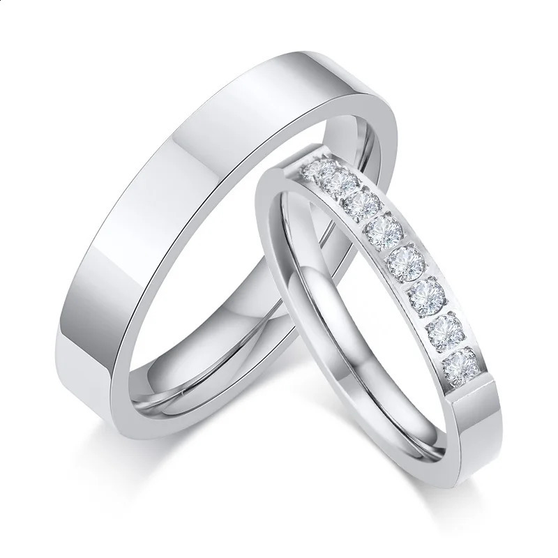 Silver Color Wedding Ring for Men WomenNever Fade Stainless Steel Engagement RingStylish Couple Ring Gift 250805