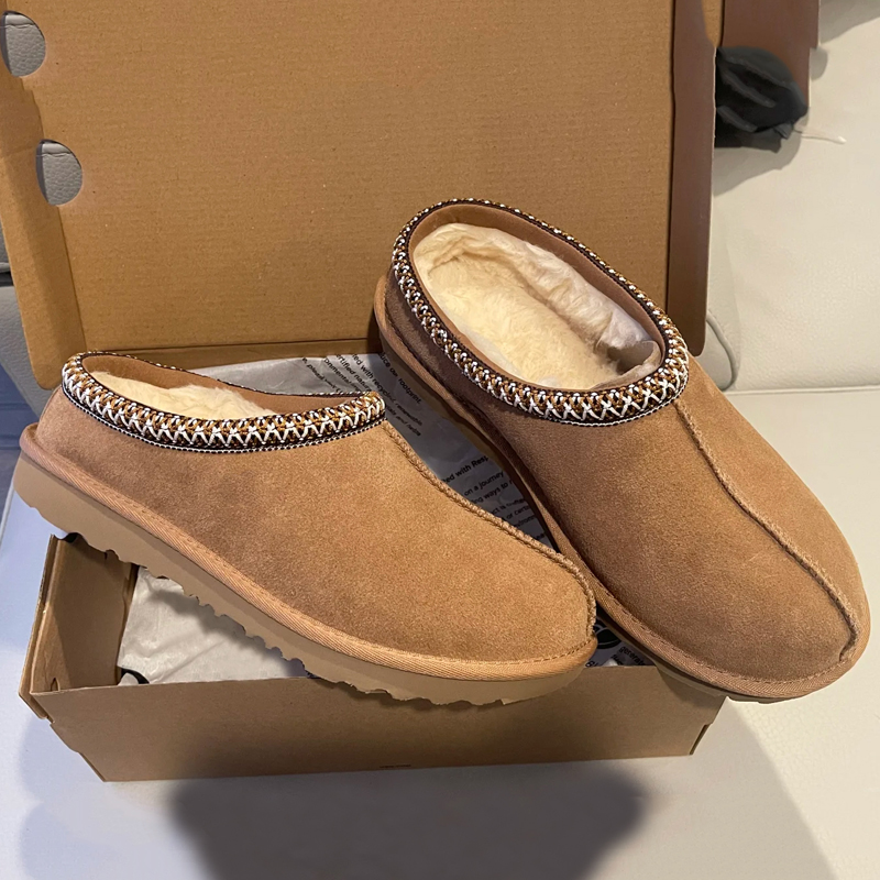 Tasman Slippers Tazz mustard seed Chestnut Sand Fur Slides Sheepskin Classic Ultra Mini Platform Boot Winter Women Men Slip-on Shoes Suede Upper Wool Fall 00786