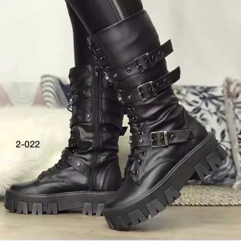 Womens Autumn UK Style Boots Mid-high Heels Punk Attitude Independent Standing Long Tube Knight Boots Rubber Upper W250811