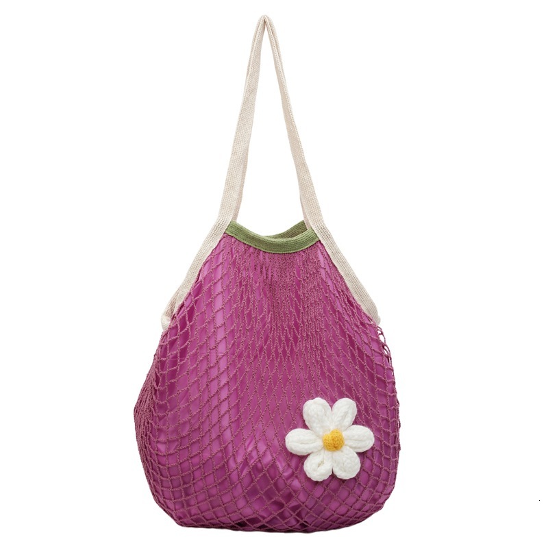 Woven Handbag Pure Canvas Market Shopping All Cotton Mesh Pouch Shoulder Lightweight Bag ddmymoon