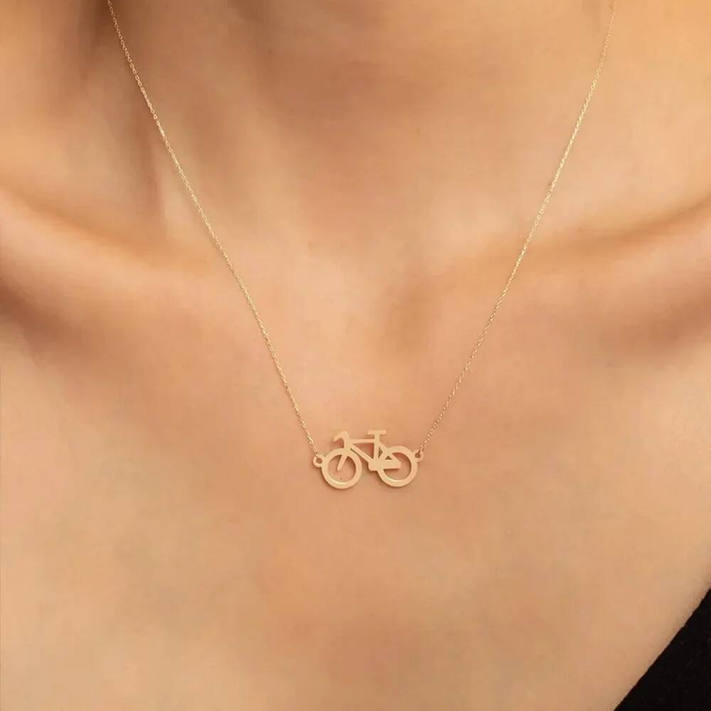 Stainless Steel For Women Man Classic Bicycle Gold Color Choker Pendant Necklace Engagement Jewelry Wholsale Dropshiper Jewelry for Women