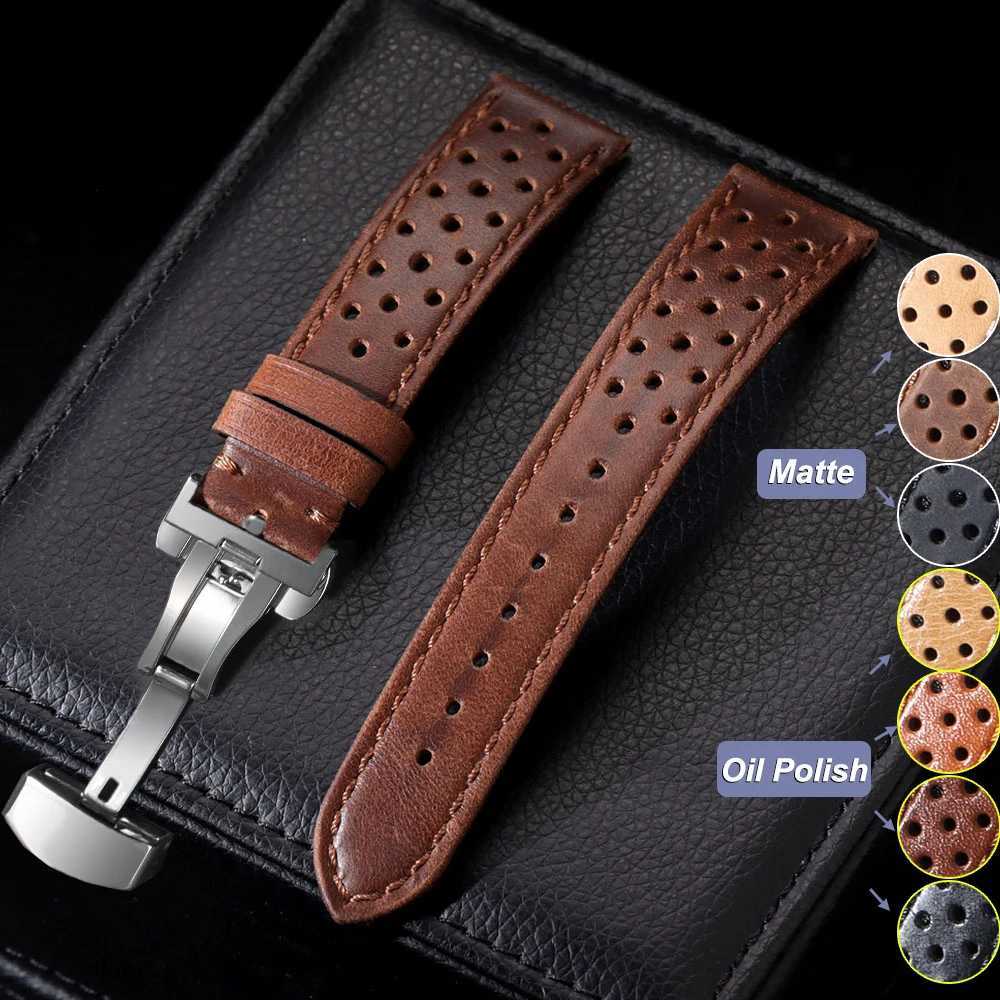 18/20/22mm Universal Genuine Cowhide Watch Band Butterfly Buckle Vintage Straps for Men Women Breathable Bracelet Belt Accessory W250811