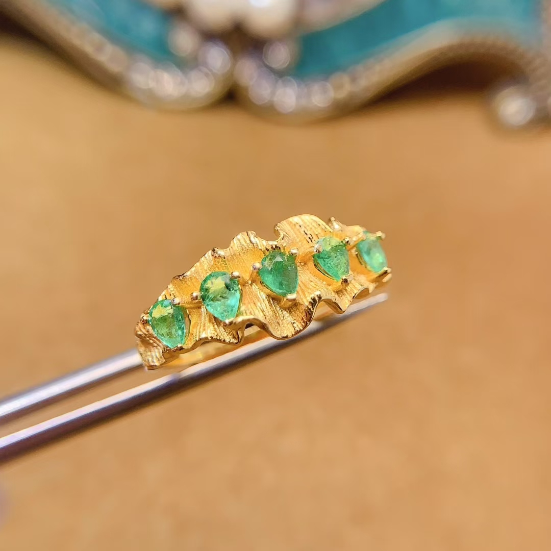925 Silver designer Emerald Ring 3mm*4mm Natural Emerald silver Ring with 18K gold plating birthday gift for wife