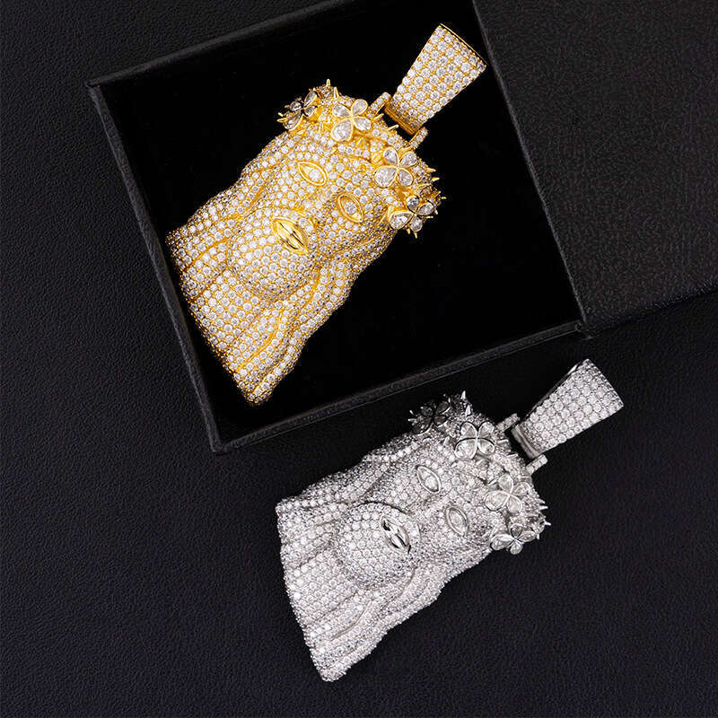 Hip-Hop Personality S Full Inlaid D Color Moissanite Jesus Head Pendant