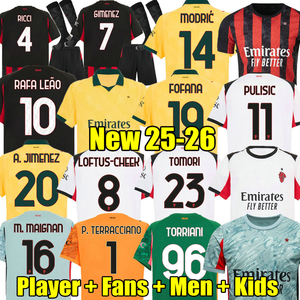 3XL 4XL MODRIC 25 26 Maglia MilAn Fans Player PULISIC 125th 4th Soccer Jersey 2025 2026 Home Away Football Shirts Kid Kit Calcio Maillot TOMORI Fourth AC RAFA LEAO