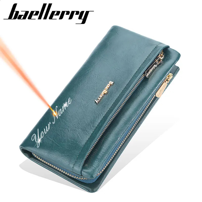 Baellerry Long Women Wallets Bag Phone Pocket Name Engraved Female Wallet Zipper Card Holder Womens Purse For 250809