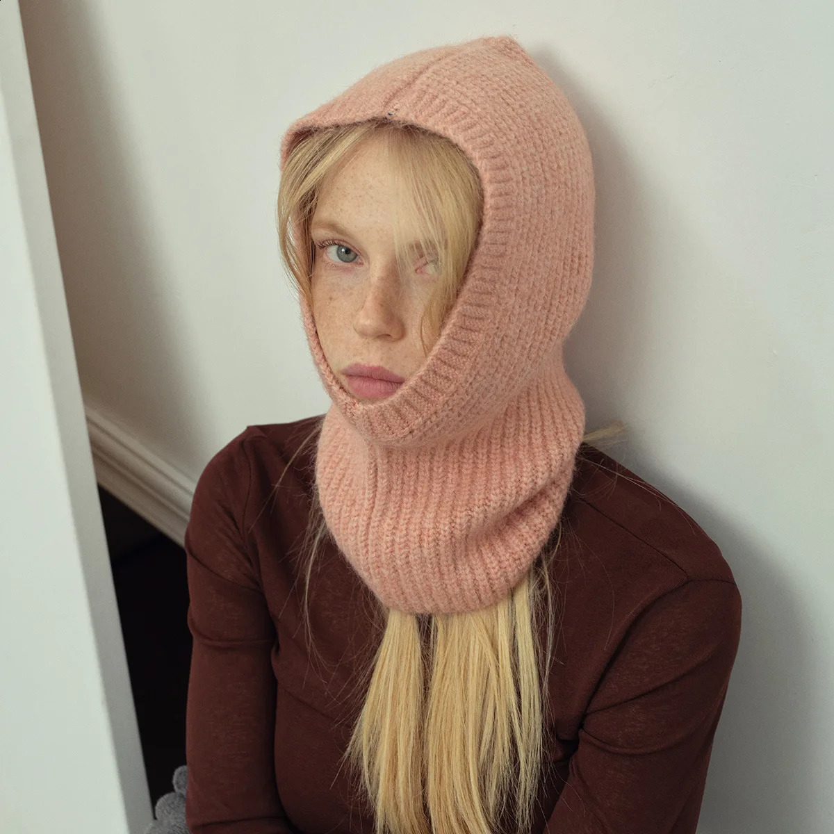 Cashmere Balaclava Hats with Alpaca Wool Beanie for Womens Autumn and Winter 250808