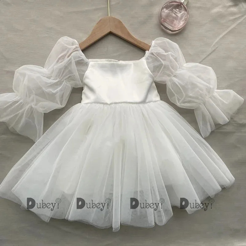 Born Baby Girls Party Dress Toddler Girl Tulle Wedding Birthday Baptism Ceremony Gown Elegant Princess Dress Clothes 250811