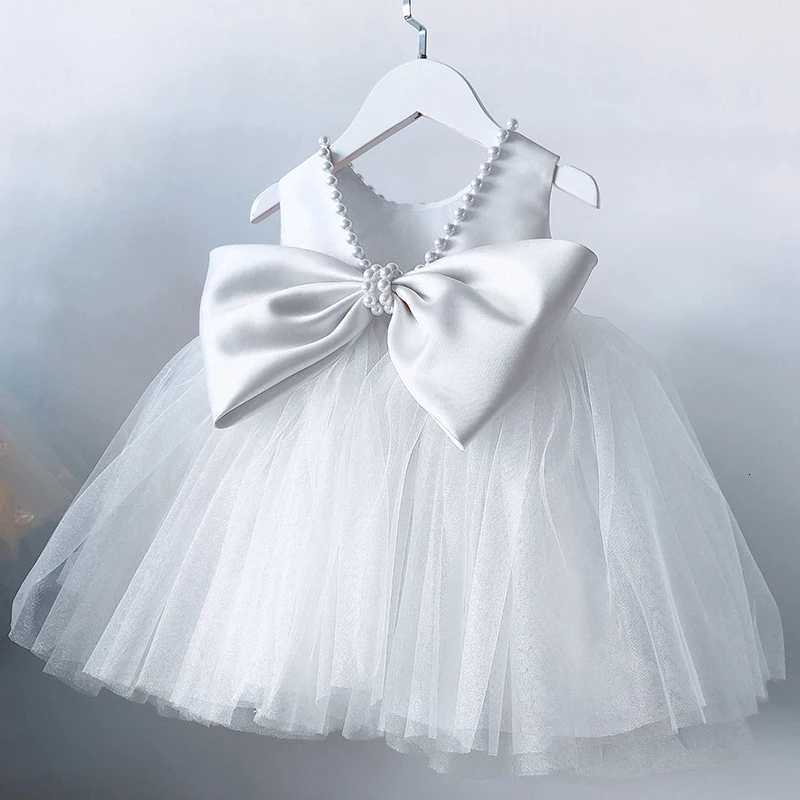Toddler Girls 1st Birthday Clothes Backless Bow Cute Baby Baptism Gown Kids Wedding Party Elegant Princess Dress for Girls Dress W250811