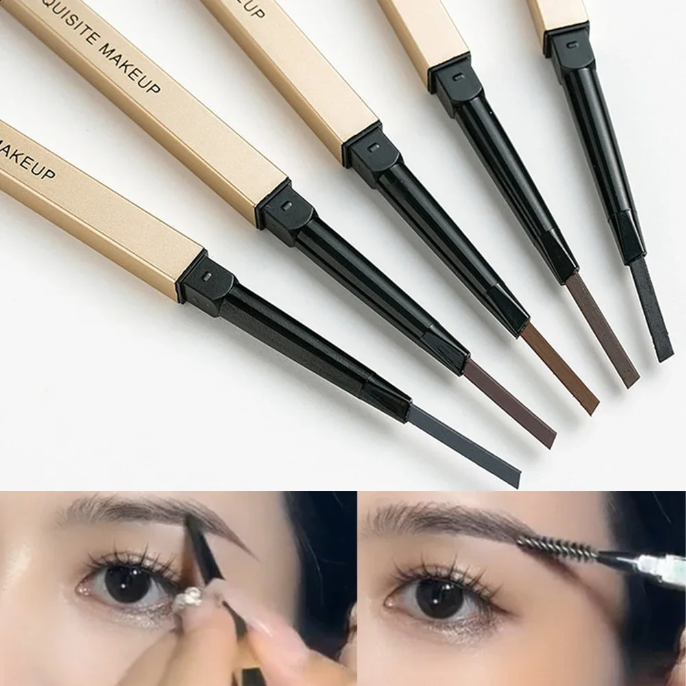 5 Colors With Brush Double Head Eyebrow Pencil Waterproof Smooth Eyebrow Stick Sweatproof Eyebrow Gel Tattoo Pencil Cosmetics 250809