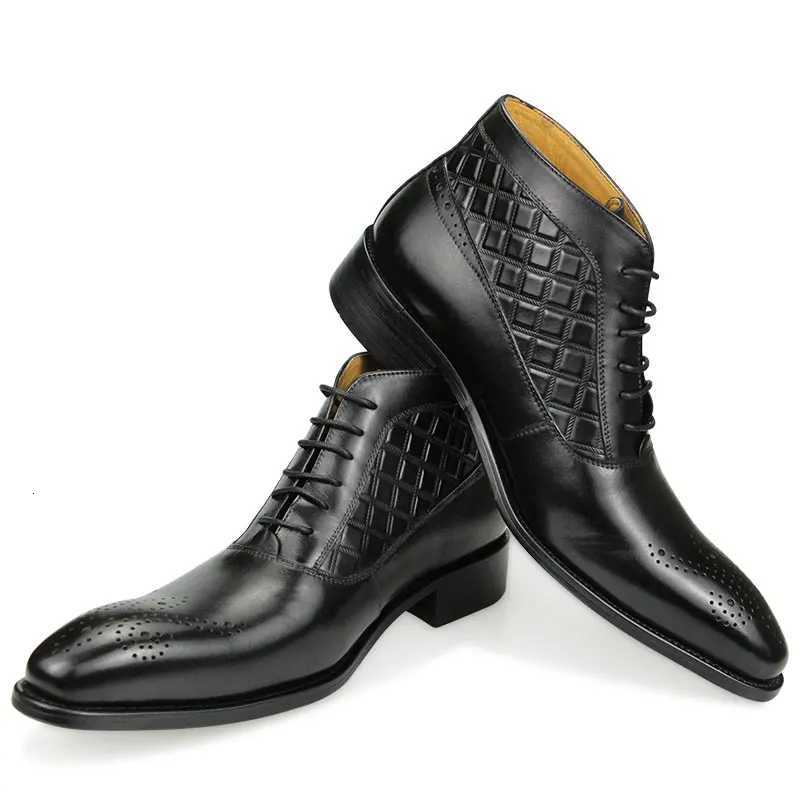 Mens Ankle Boots Fashion Oxford Dress Boot for Men Genuine Leather Formal Business Wedding Dress Lace-up Fashion Casual Shoes W250811