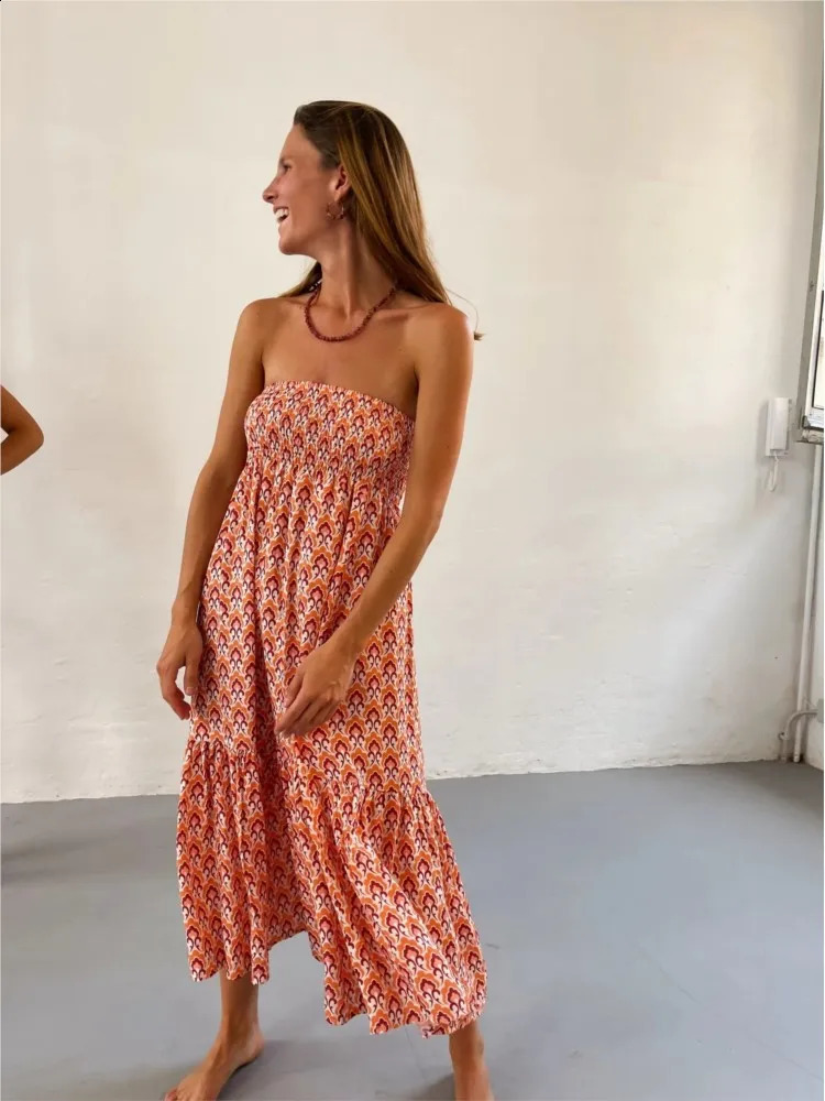 Womens Casual Boho Skirts Spring Summer Fashion Vintage Loose Elastic Waist Floral Print Ethenic Style Beach Maxi Skirt 250809