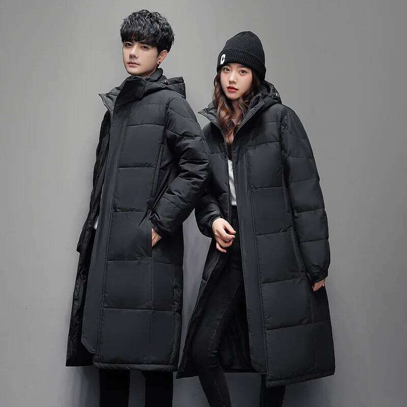 2024 Winter Long Jacket Men's and Women's Business Leisure Warm 90% White Duck Down Coat Fashion Brand Clothing