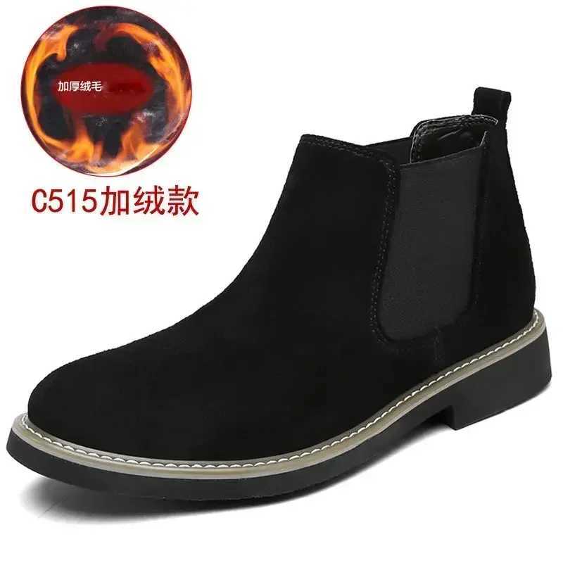 Winter Large Size Mens Chelsea Mid-cut Boots Casual Leather Boots for Men All-match Pointed Toe Wedding Classic Business Boots W250811