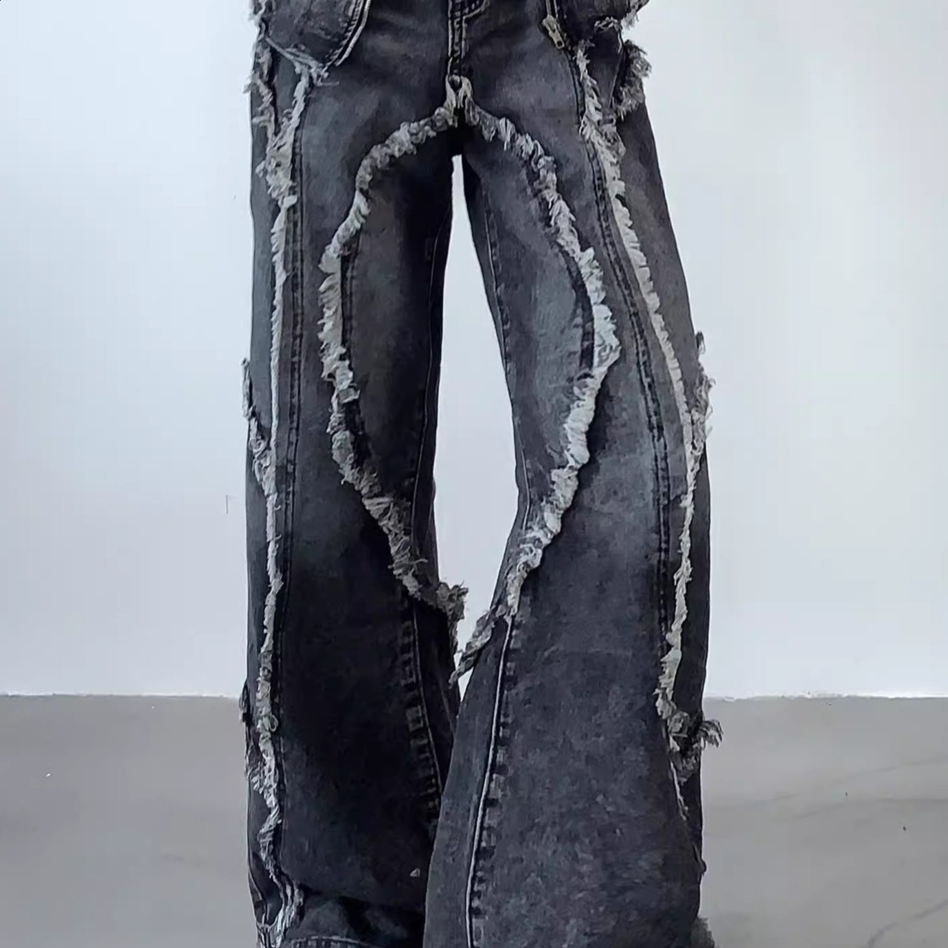 Streetwear Mens Clothing Harajuku Punk Striped Embroidered Denim Jacket Coat Goth Black Straight Pockets Skull Graphic Trousers 250221