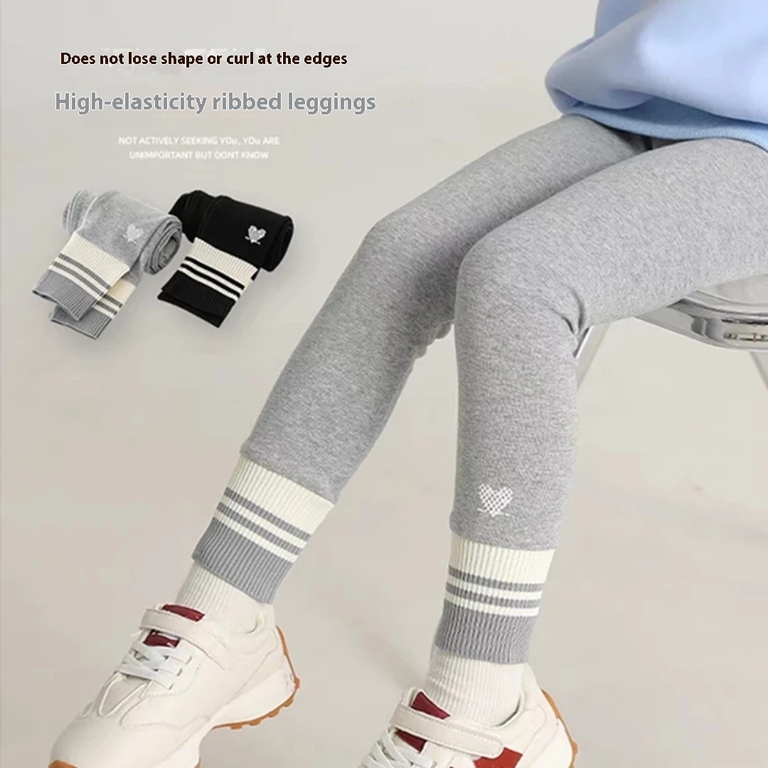 Autumn new style leggings, stylish girls' pants, fashionable and versatile, medium and large children's outerwear, versatile and casual pant