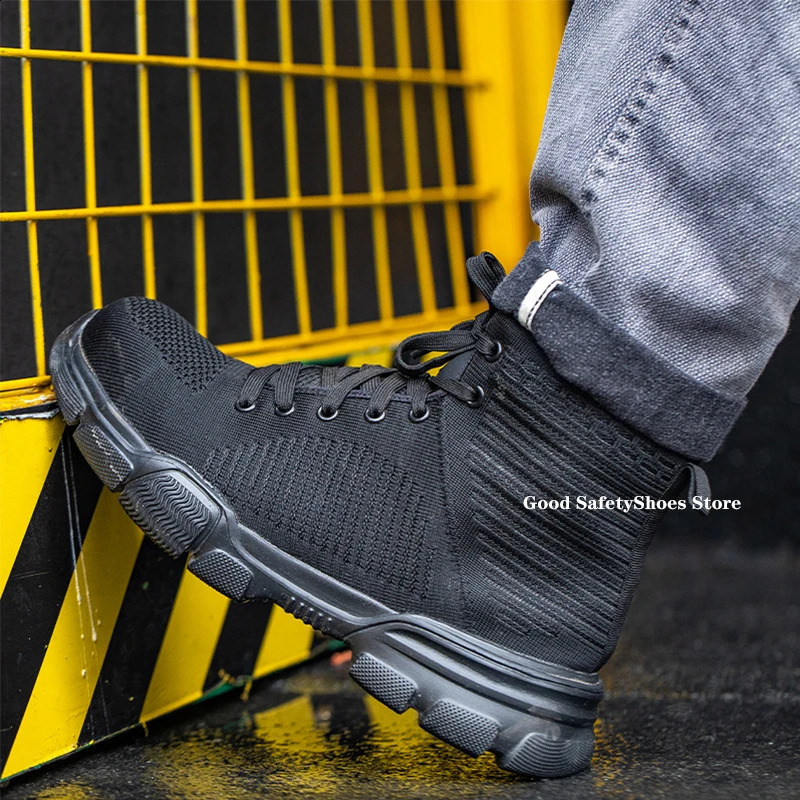 Fashion Safety Boots Men Steel Toe Work Shoes High Top Safety Work Boots Male -smash Construction Protective Footwear 250805