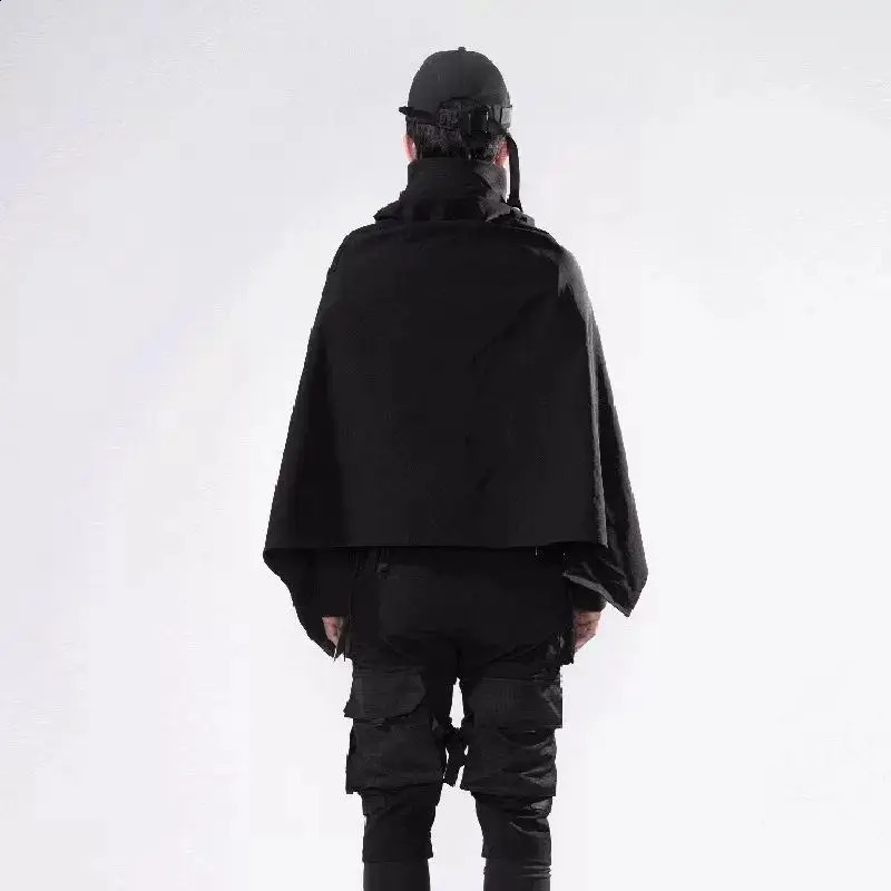 2024 Inclined Zipper Tactical Techwear Cloak Men Outdoor Multifunction Hip Hop Punk Trench Coat Windproof Cape 250804