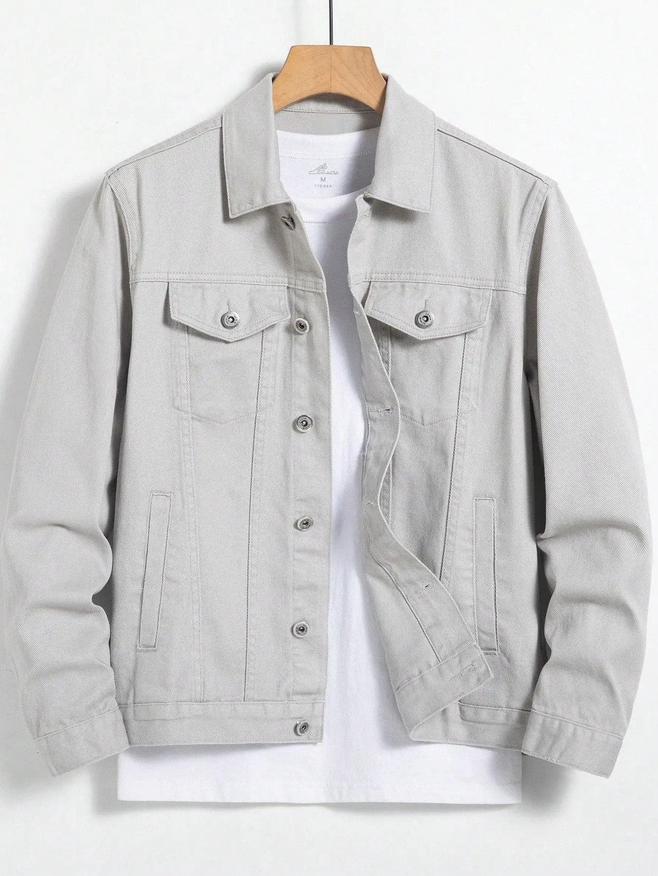 Mens denim jacket for spring and autumn Gray coat Versatile daily casual wear Fashionable trendy 250809