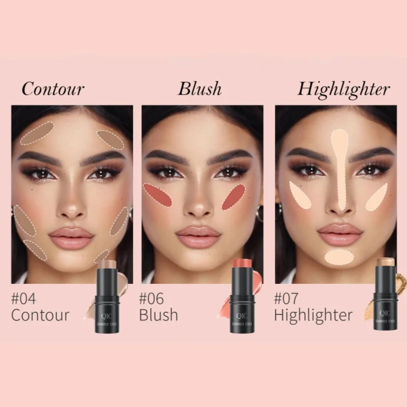 3-piece makeup stick moisturizing highlighter and bronzer brightener and concealer long-lasting and smooth face highlighter 250811