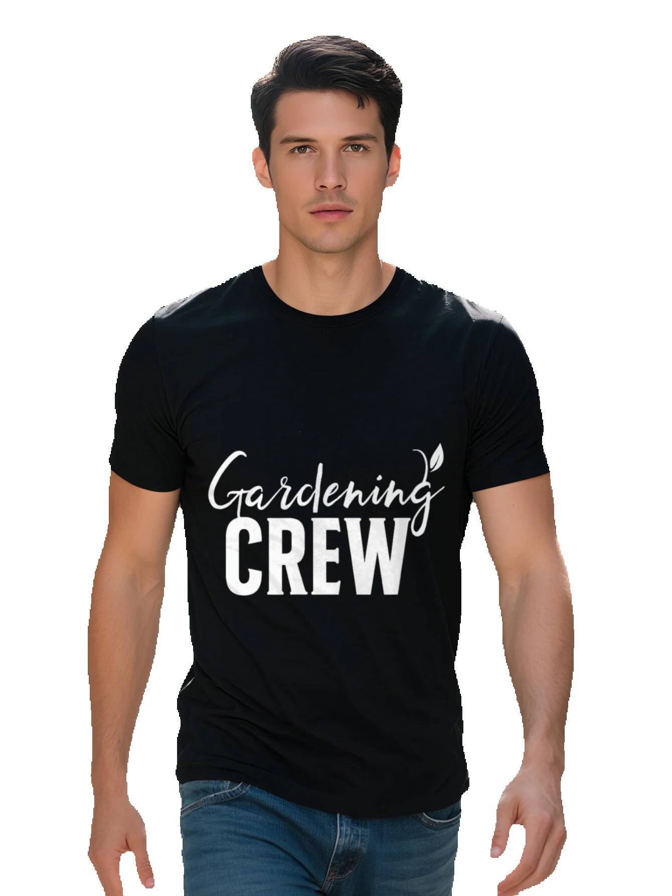 Men s g Cotton T Shirt Gardening Crew Graphic Print Black with White Text Regular Fit Short Sleeve Round Neck 143fc a9d34