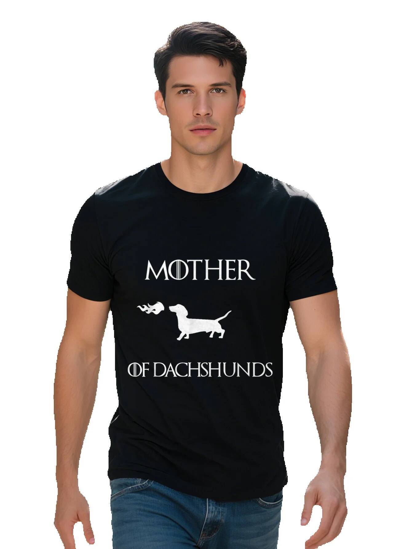 Mother of Dachshunds Game Inspired T Shirt Black with White Text Silhouette Casual Mom Gift Cotton 2920a fc949