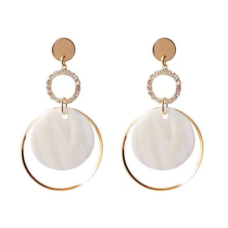 Free Shipping Designer Fashion Accessories Korean S925 Minimalist Style Earrings Accessories Elegant Rhinestone Circle Shell Earrings Luxury Jewelry