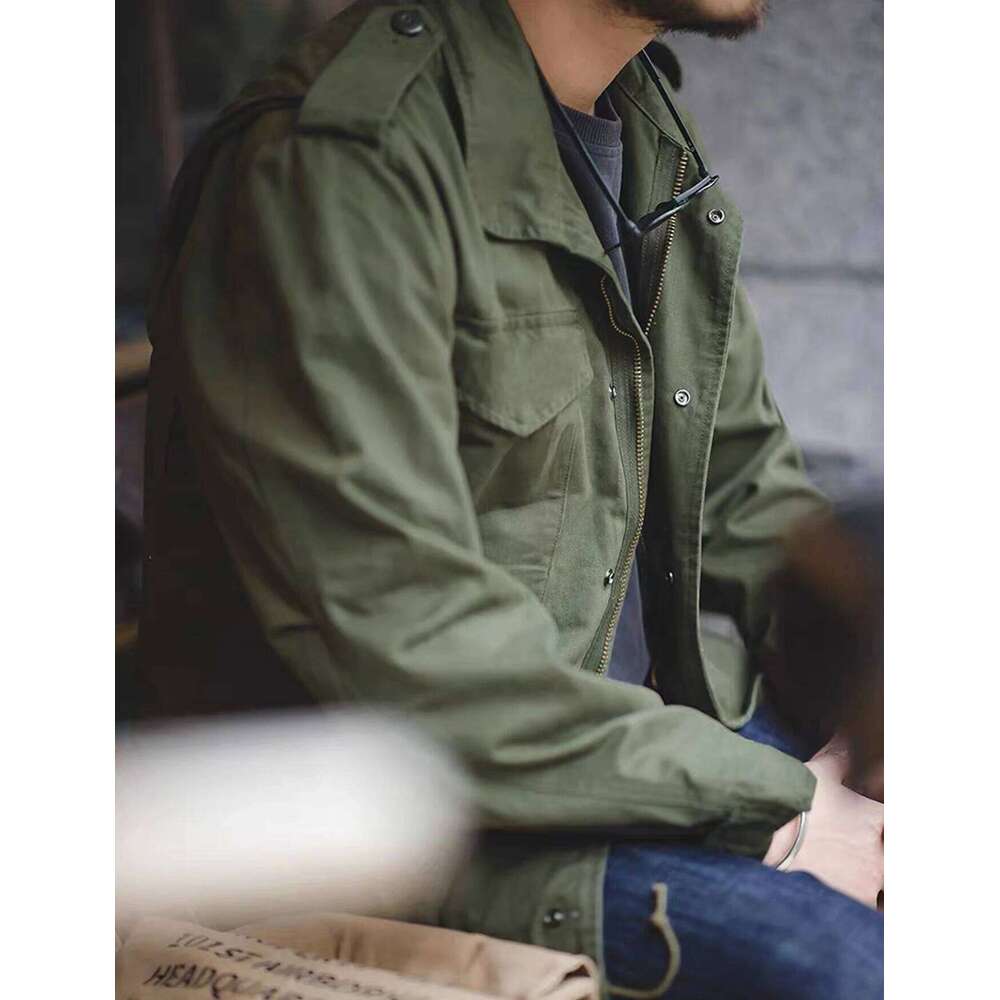 Designer Clothing 2025 M65 Field Men's Military Retro Multi Pocket Collar Zipper Jacket, 100% Cotton