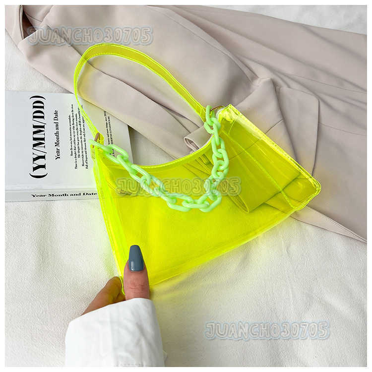 Summer New Fashion Womens Bag Small Jelly Bag Solid Color Transparent Womens Armpit Bag Single Shoulder Bag H250809