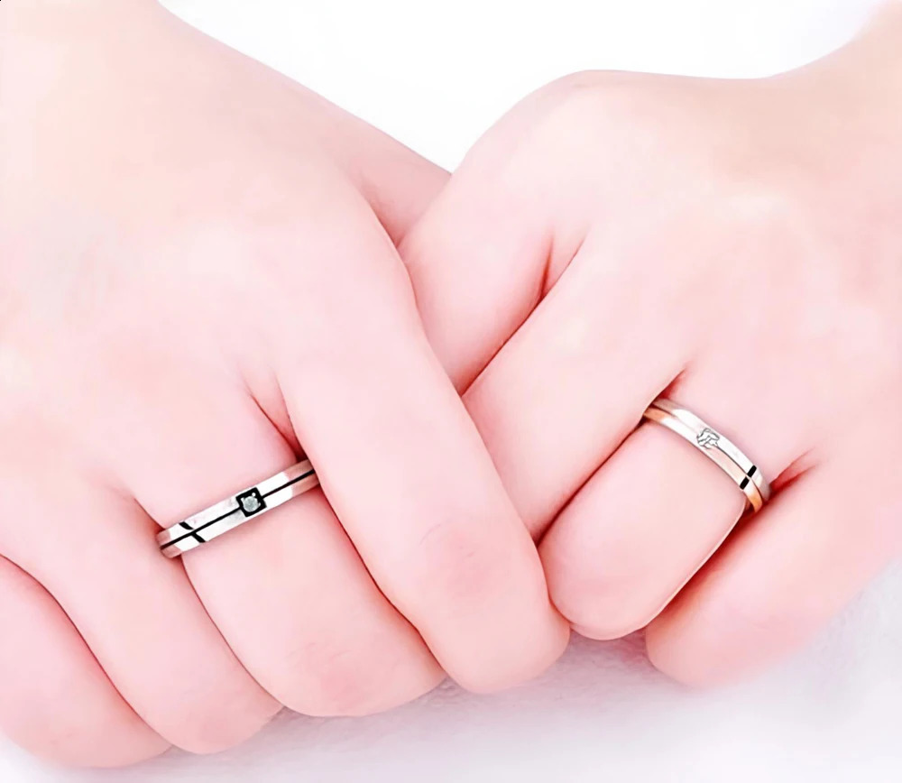 Wedding Engagement Band Unique Stainless Steel Jewelry 2025 Fashion AA Cubic Zircon Couple Rings for Women Men 250805
