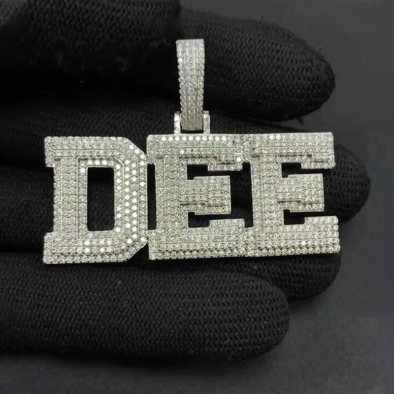 Customized Name Pendant Necklaces Iced Out D VVS1 Moissanite Silver 925 Personalized Letters Chain Hip Hop Jewelry for Women Men