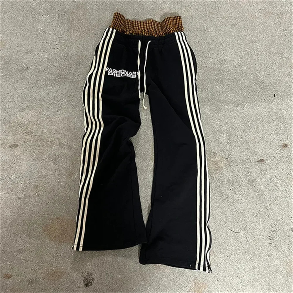 Man Pants Y2K Fashion Simple Striped Casual Pants for Men Retro HarajukuHip Hop Sweatpant Loose Straight Pants High Waist Loose 250811