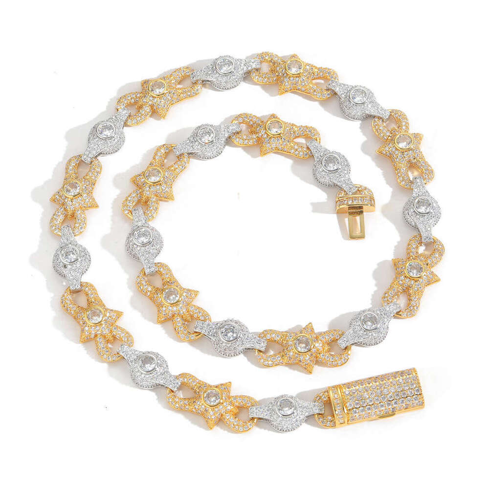 New Necklace 10mm Eye Cuban Chain Micro-Paved Moissanite chain Creative Niche Unisex Hip-Hop Accessories