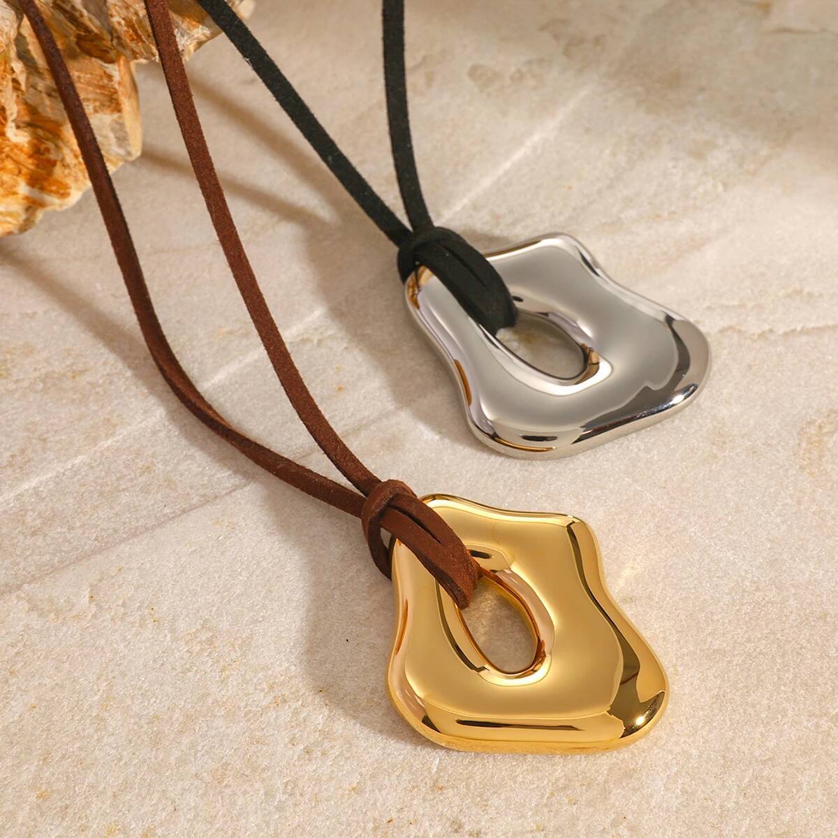 Youthway Trendy Stainless Steel Waterproof Irregular Geometric Metal Wax Rope Necklace Gold Sier For Women Jewelry Gift Jewelry for Women