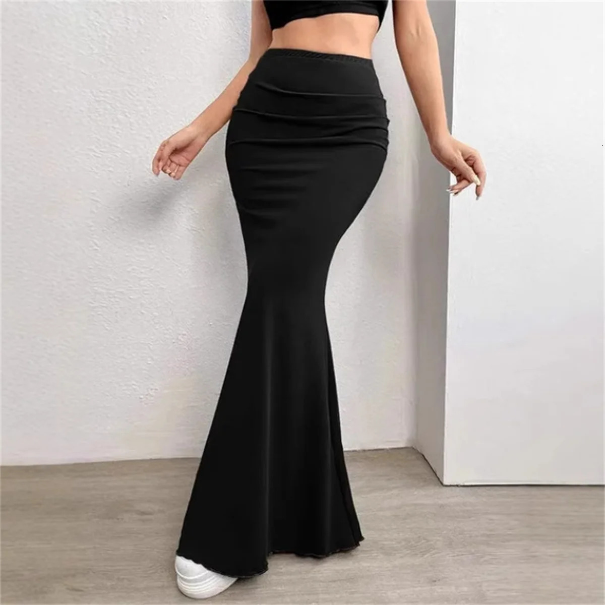 Women Solid Slim Fishtail Skirt Spring Summer In Elegant Fashion High Waist Fold Skirts Lady Causal Street Short Dress Sexy 250811